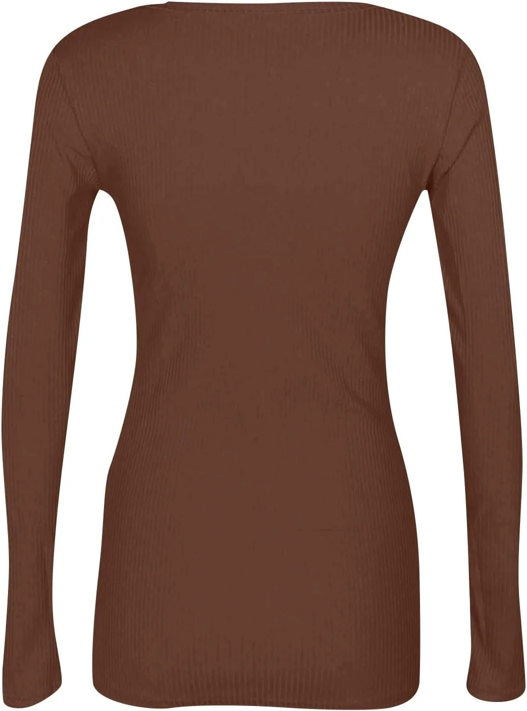 Womne's Ribbed Crew Neck Slim Fitted T Shirts Basic Solid Long Sleeve Layering Tee Tops Stretch Casual Tunic Tops