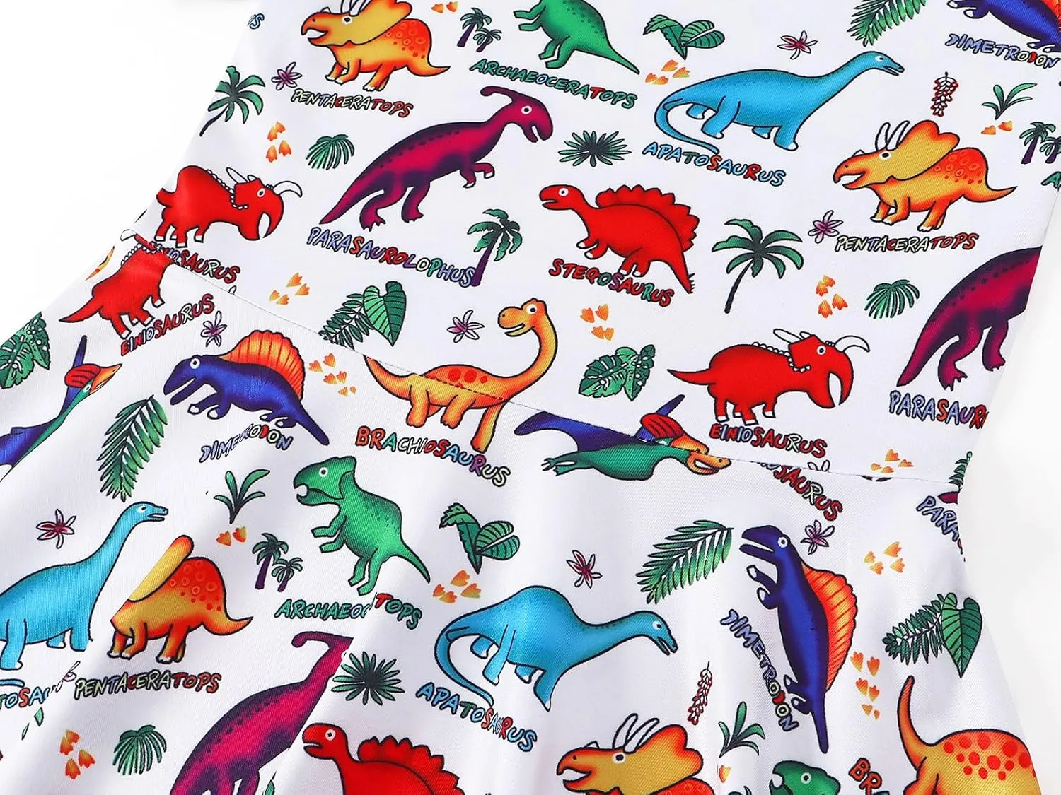 WonderBabe Girls Dresses Toddler Dinosaur Summer Sundress Kids Short Sleeve School Casual A Line Twirly Skater Dresses