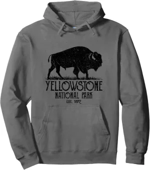 Yellowstone Hoodie Buffalo Bison Retro Vintage Yellowstone Pullover Hoodie