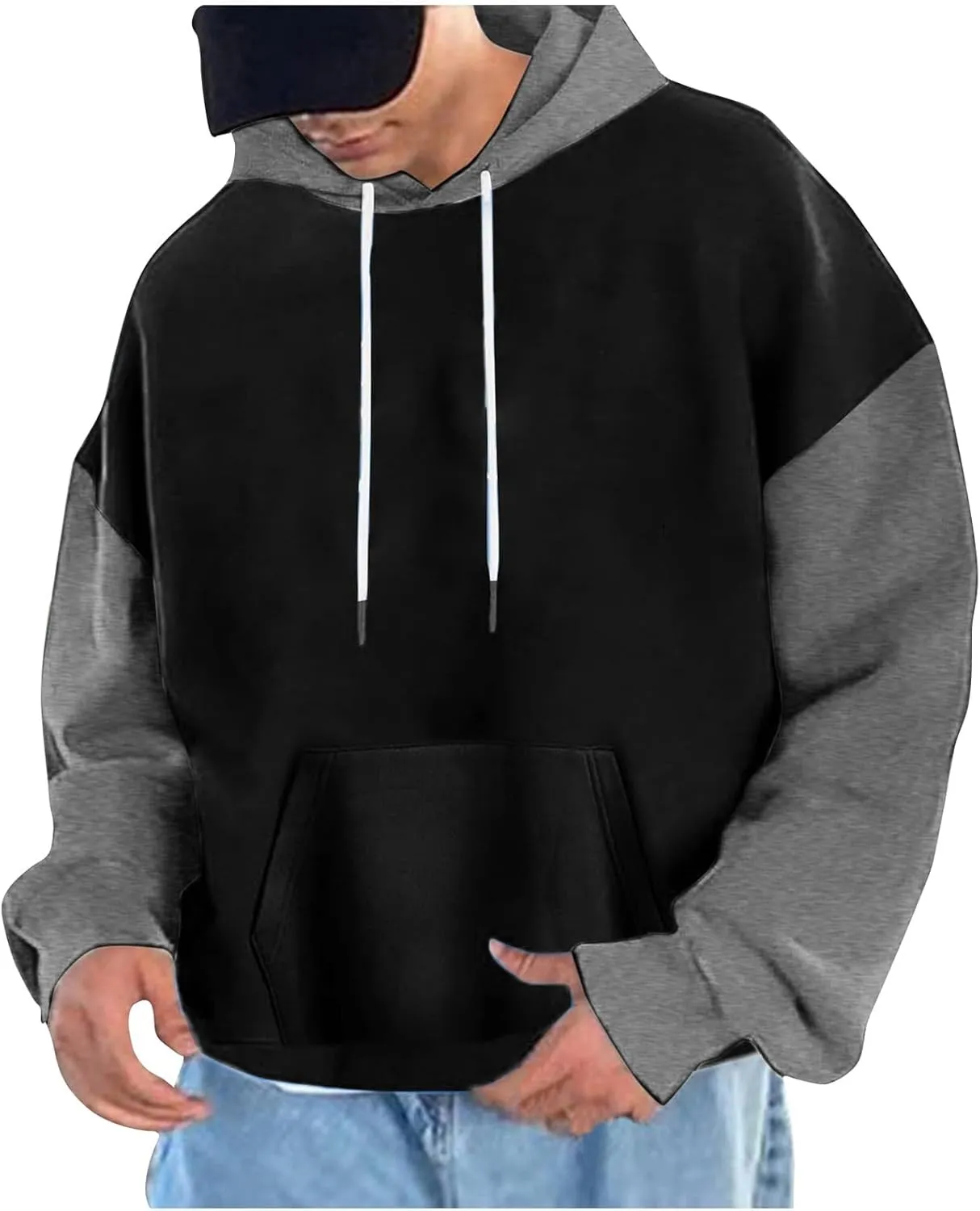 Ymosrh Men's Fashion Hoodies & Sweatshirts Casual Hoodie Drawstring Long Sleeve Hooded Sweatshirt For Men, M-3XL