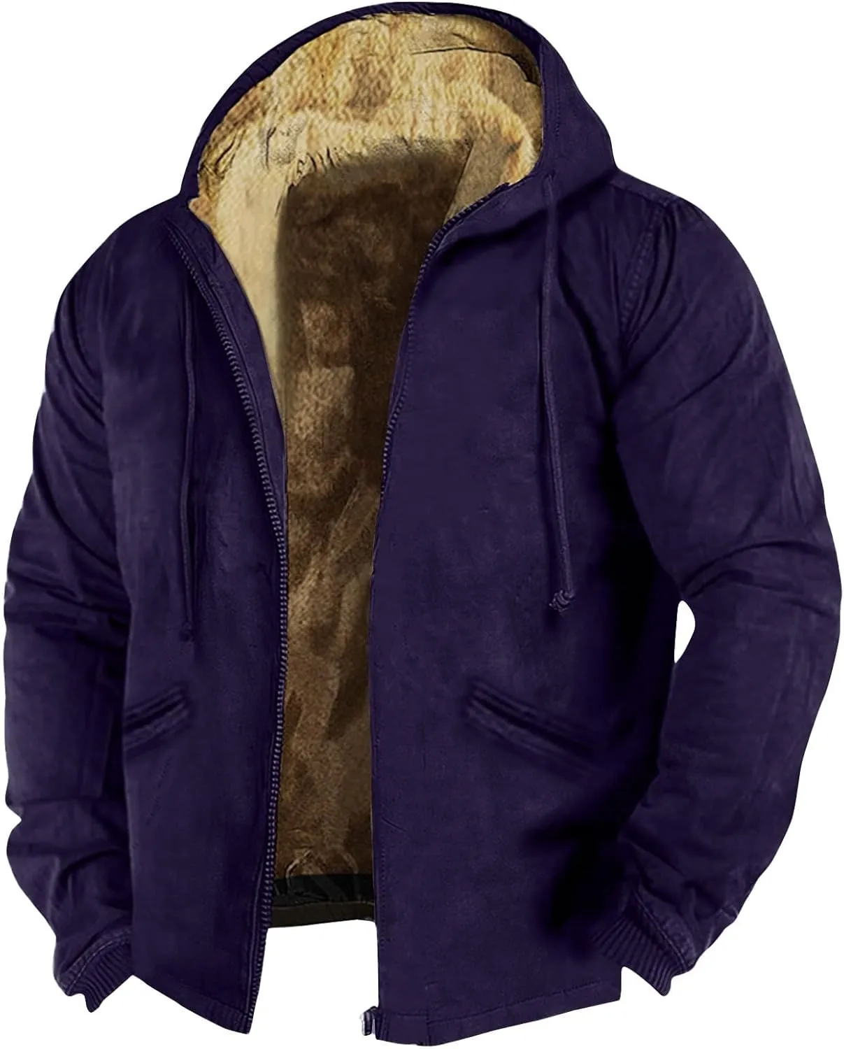 Ymosrh Men's Fashion Hoodies & Sweatshirts Fleece Lined Zip Up Hoodies Long Sleeve Hooded Sweatshirt, M-5XL