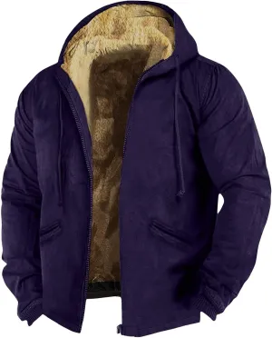 Ymosrh Men's Fashion Hoodies & Sweatshirts Fleece Lined Zip Up Hoodies Long Sleeve Hooded Sweatshirt, M-5XL