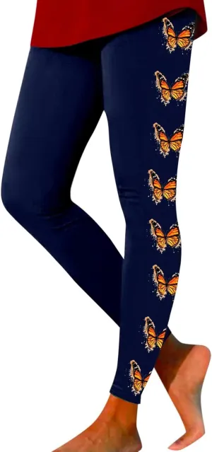 Yoga Leggings for Women Butterfly Print Pants Butt Lift Fitness Sports Soft High Waisted Yoga Pants Full-Length Leggings