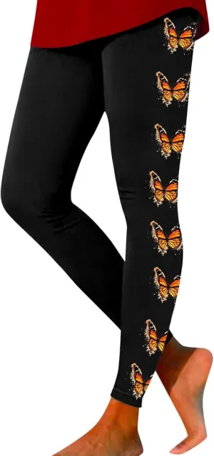 Yoga Leggings for Women Butterfly Print Pants Butt Lift Fitness Sports Soft High Waisted Yoga Pants Full-Length Leggings