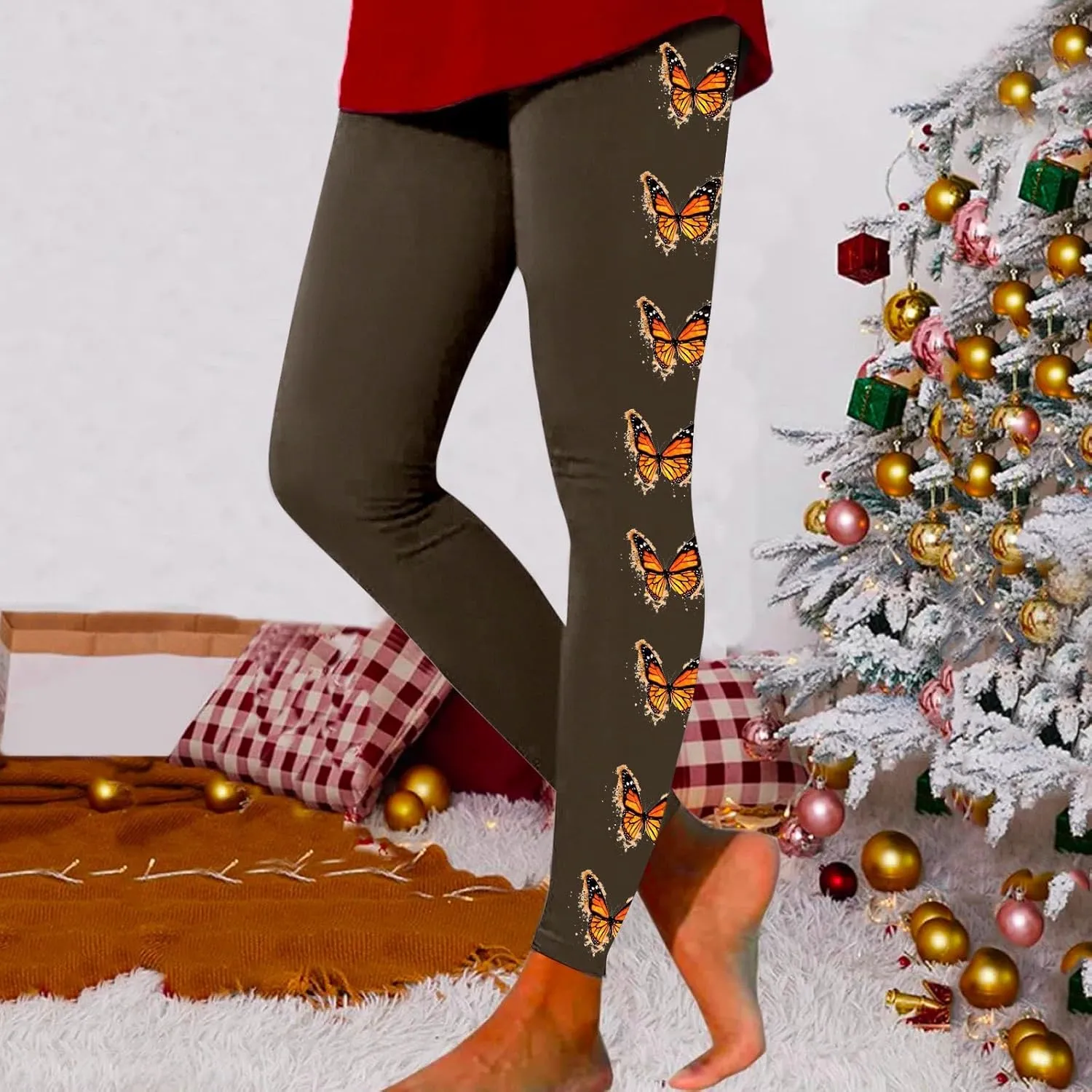 Yoga Leggings for Women Butterfly Print Pants Butt Lift Fitness Sports Soft High Waisted Yoga Pants Full-Length Leggings