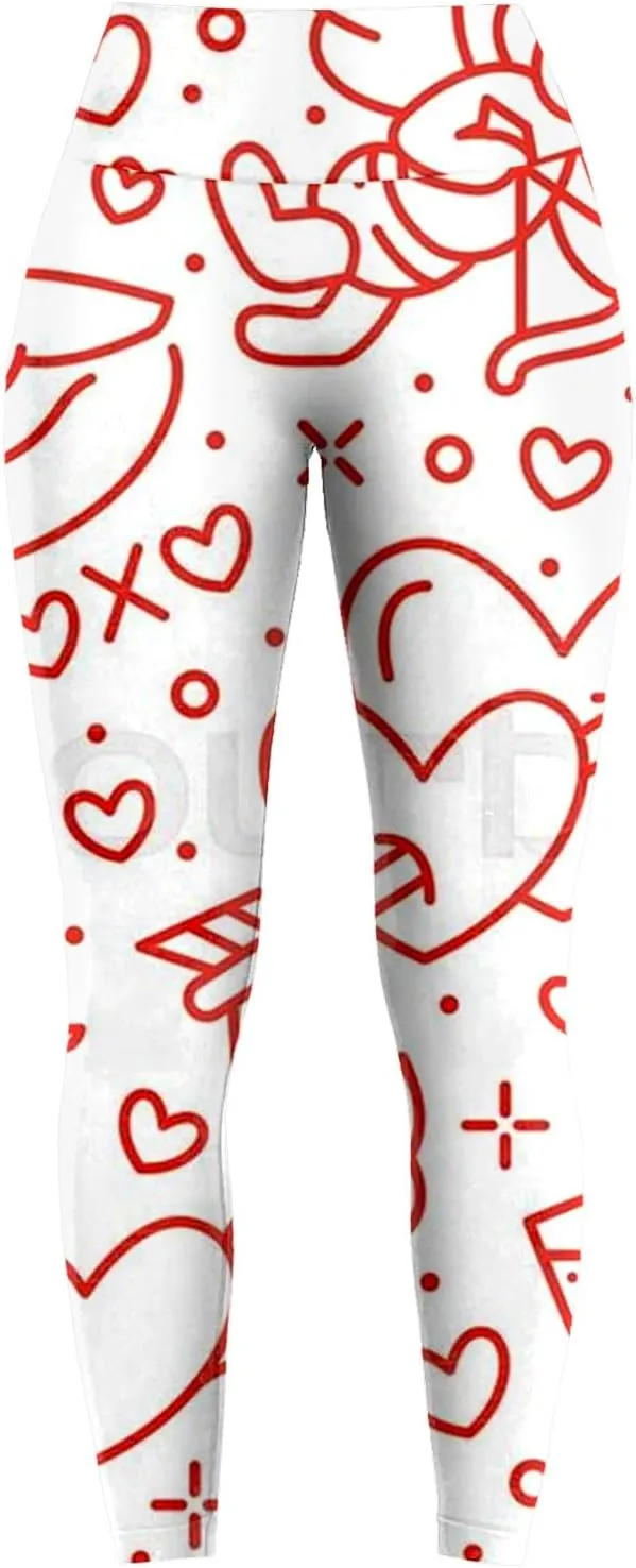 Yoga Leggings for Women Flare Valentines Leggings Fleece Lined Pants Love Heart Heart