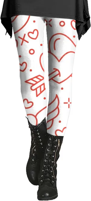 Yoga Leggings for Women Flare Valentines Leggings Fleece Lined Pants Love Heart Heart