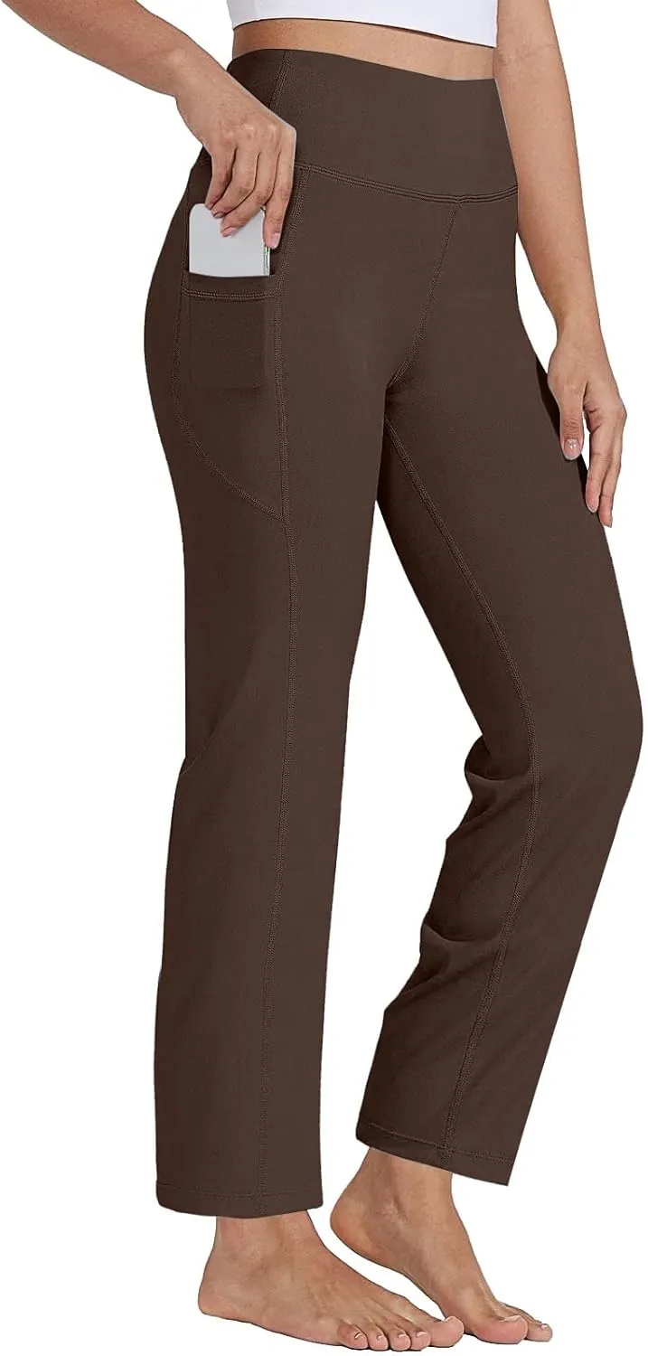 Yoga Pants Pants Women's Wide Casual Slim Leg Pants Loose Yoga Color Yoga Crossover Yoga Pants with Tummy Control