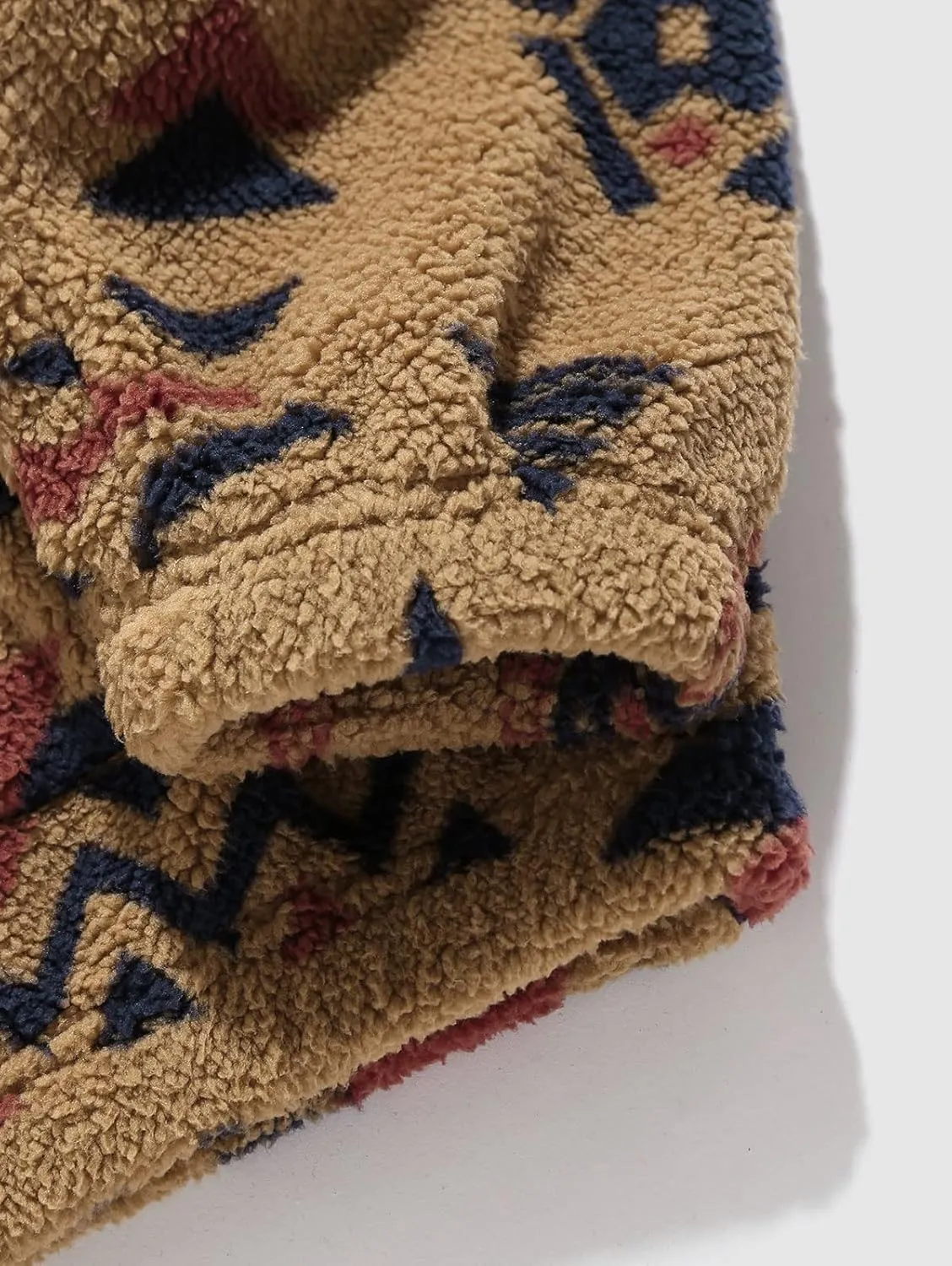 ZAFUL Mens 1/4 Zipper Fleece Sherpa Pullover Sweatshirt Ethnic Aztec Printed Kangaroo Pocket Fall Winter Unisex Hoodie Tops