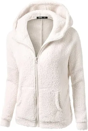 Zip up Hoodie Women Oversize Sweatshirt, Ladies Winter Coats Casual Plus Size Plush Jacket Hooded Sweatshirt Coat with Pocket
